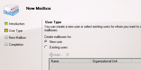 Choose to Create a New User for the Room Mailbox Choose to Create a New User for the Room Mailbox